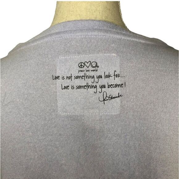 Peace Love World Sweatshirt Lightweight Soft Lavender Oversized Size Small - Picture 5 of 11